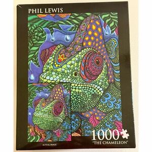 Phil Lewis The Chameleon 1000 Piece Puzzle Psychedelic Lizard Art Andrews Blaine